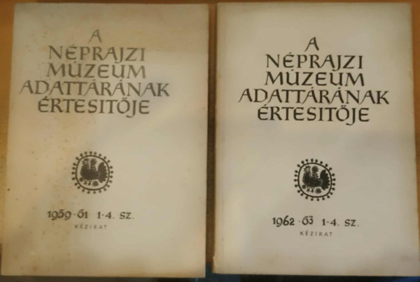 Morvay Pter  (szerk.) - 2 db Nprajzi Mzeum adattrnak rtestje (Adatlapon a kiads ideje)