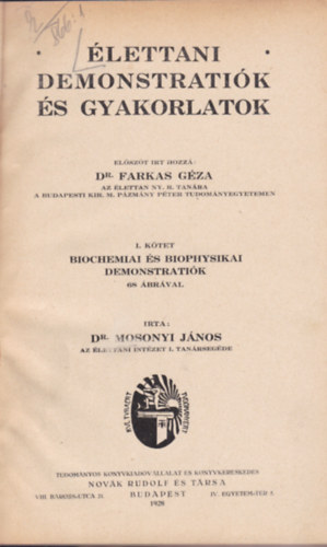 Dr. Mosonyi Jnos-Dr. Tangl Harald - lettani demonstratik s gyakorlatok I-II. (egy ktetben)
