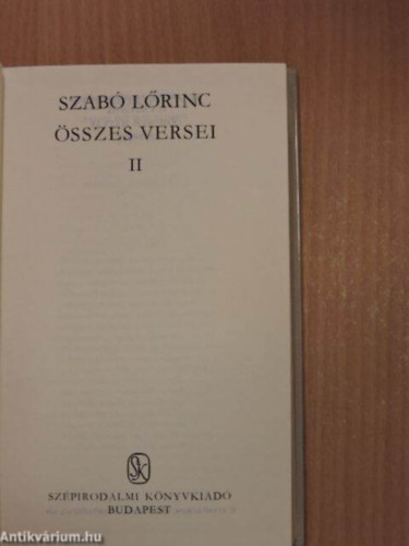 Szab Lrinc - Szab Lrinc sszes versei  ll. ktet