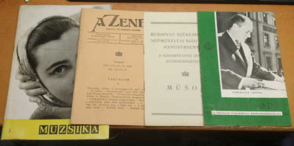 4 db zenei lap: Budapest Szkesfvros Npmvelsi Bizottsga Hangversenyei Msor; Zenei hrad; A zene XXII. vfolyam, 10. szm; Muzsika 1964. 3.