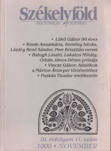 Gyrgy Attila, Lvtei Lzr Lszl Fekete Vince  (szerk.) - Szkelyfld 1999 november  III. vf. 11. szm