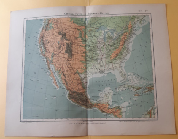 Dr. Brózik Károly - Amerikai Egyesült - Államok és Mexiko térkép