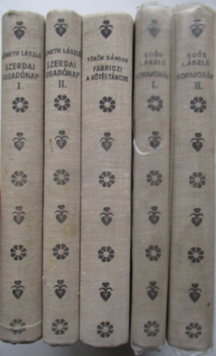 5 db a Magyar Egyetemi és főiskolai hallgatók szöv. könyvtára sorozatból (Szerdai fogadónap I-II, Kormorán I-II, FAbriczi a kötéltáncos)