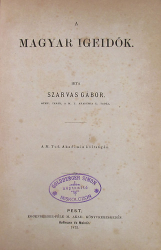 Szarvas Gábor - A magyar igeidők