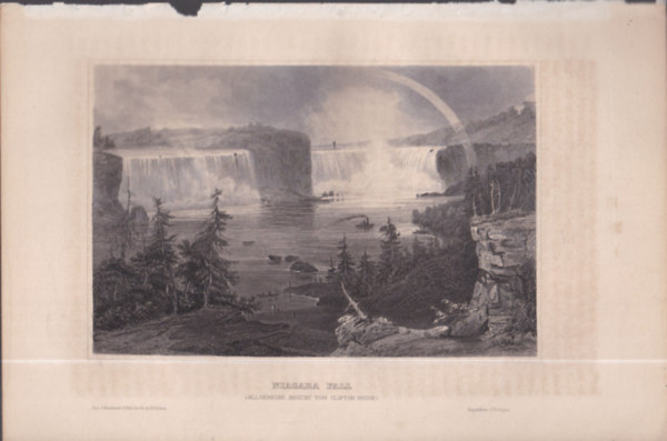 Niagara Falls (Niagara-vzess, New York, Egyeslt llamok) (16x23,5 cm mret eredeti aclmetszet, 1856-bl)