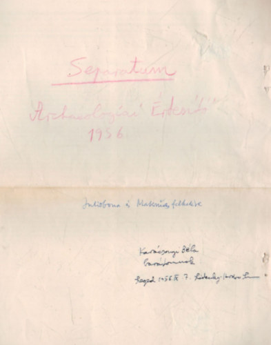 Sz�deczky-Kardoss Samu - Iuliobona �s Maternus felkel�se - K�l�nlenyomat- Dedik�lt