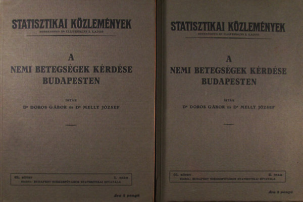 Dr. Doros Gábor - Dr. Melly József - A nemi betegségek kérdése Budapesten I-II. (Statisztikai közlemények)