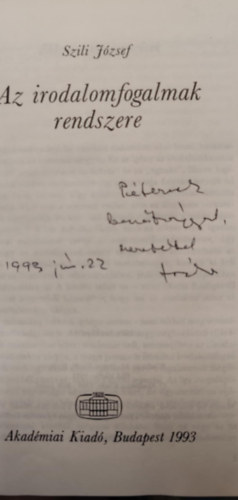 Szili J�zsef - Az irodalomfogalmak rendszere