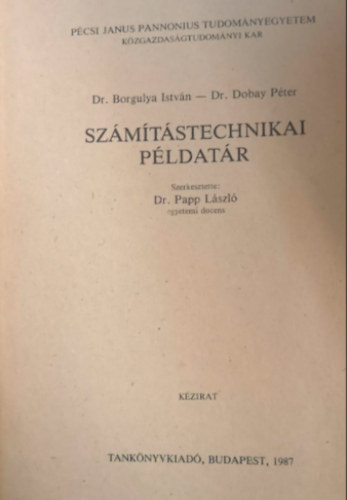 Dr. Dobay Pter Borgulya Istvn - Szmtstechnikai pldatr