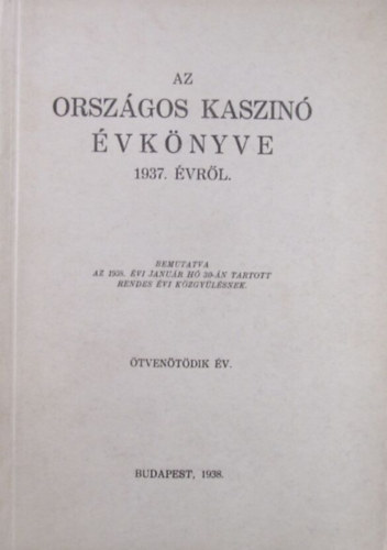Az Orszgos Kaszin vknyve 1937. vrl
