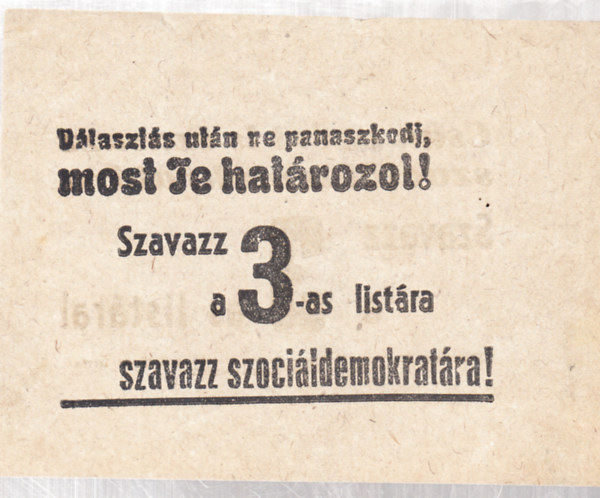 Vlaszts utn ne panaszkodj, most Te hatrozol!...(szocildemokrata rplap)