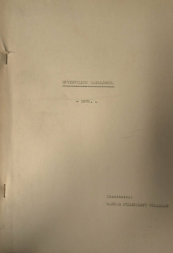 Ismeretlen Szerző - Rövidfilmek katalógusa 1980.