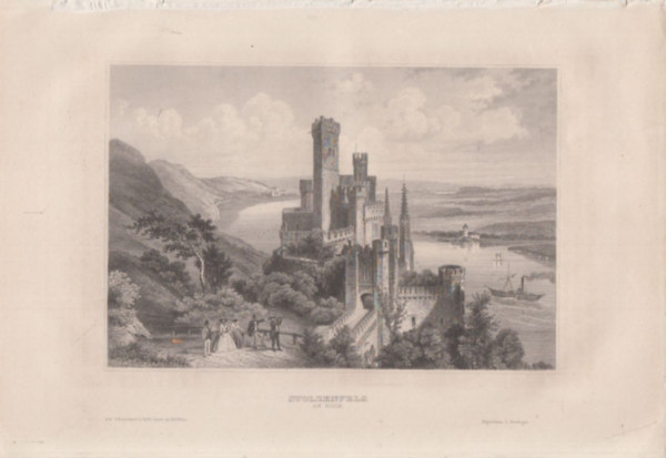 Stolzenfels am Rhein (Stolzenfels kast�ly, Rajna vid�ke, N�metorsz�g, Eur�pa) (16x23,5 cm m�ret� eredeti ac�lmetszet, 1856-b�l)