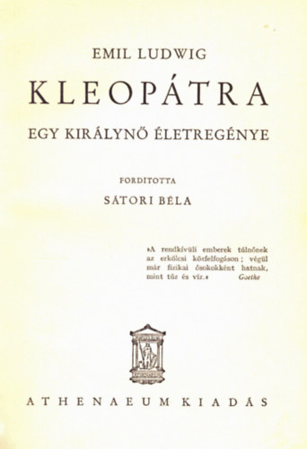 Emil Ludwig - Kleoptra (egy kirlyn letregnye)