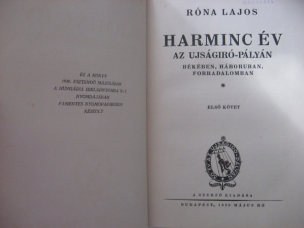 Rna Lajos - Harminc v az ujsgr-plyn I-III.