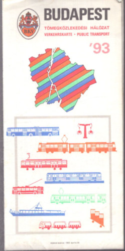 Budapest tömegközlekedési hálózat térképe '93