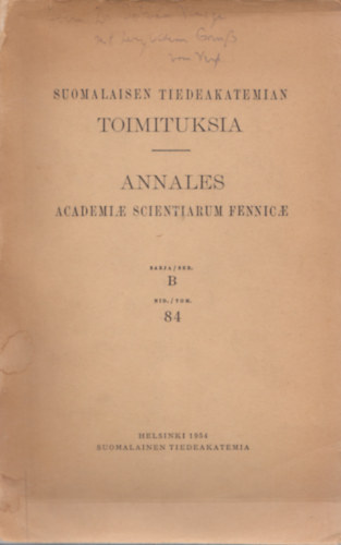 Annales Academiae Scientiarum Fennicae, Ser. B. Tom. 84.