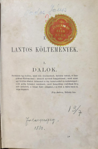 I. Lantos Költemények - Dalok