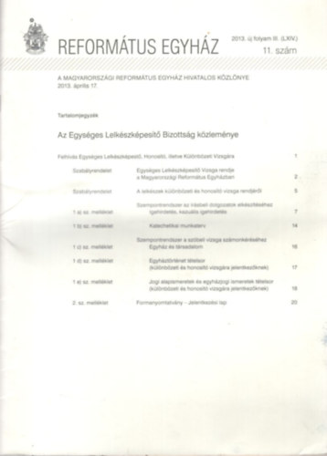 Reformtus egyhz 2013. j folyam 111. szm