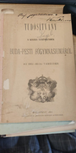 Tud�s�tv�ny a kegyes tan�t�rendiek buda-pesti f�gymnasium�r�l az 1882-83-iki tan�vben
