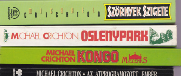 4 db Michael Crichton knyv: Az tprogramozott ember + Kong + slnypark + Szrnyek szigete