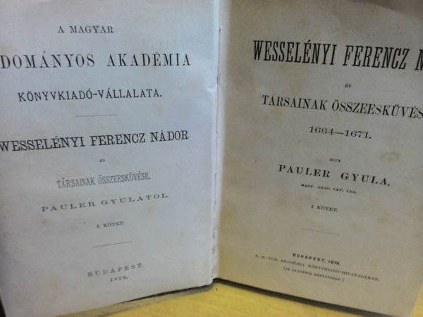 Pauler Gyula - Wessel�nyi Ferencz n�dor �s t�rsainak �sszeesk�v�se I.
