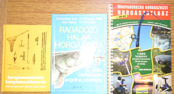 3 könyv horgászoknak: Horgászeszközök, horgáaszmódszerek, Ragadozó halak horgászata, Magyarorszáág horgászvizei - Horgászatlasz