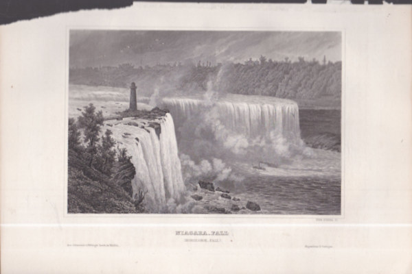 Niagara Falls (Niagara-vzess, New York, Egyeslt llamok) (16x23,5 cm mret eredeti aclmetszet, 1856-bl)