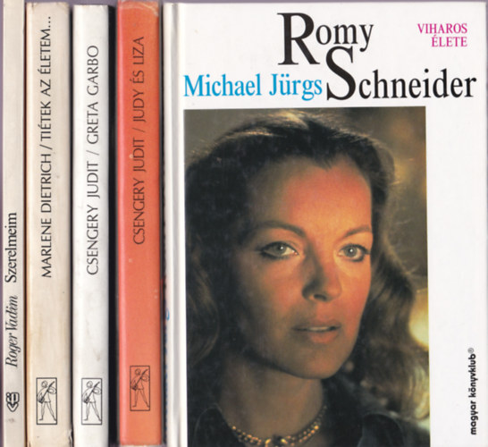 K�NYVMENT� AJ�NLAT, sz�n�szn�k 5db.k�nyv:Romy Schneider viharos �lete + Judy �s Liza  + Greta Garbo + Marlene Dietrich:Ti�tek az �letem... + Szerelmeim:Bardot Deneuve Fonda