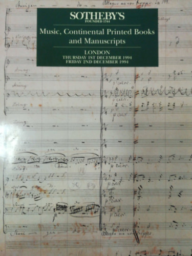 Sotheby's continental printed books, manuscripts and music 1994 december 2nd