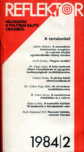 Vince Gbor - Reflektor - vlogats a politikai sajt cikkeibl  (1984/2)