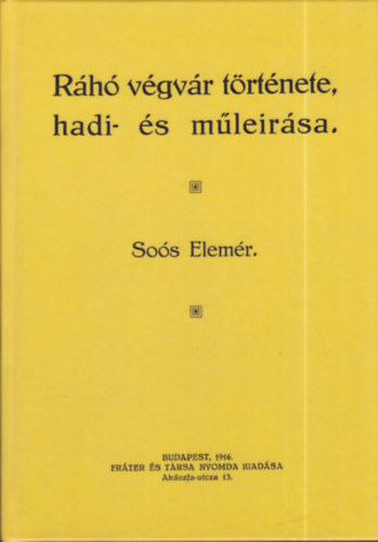 Sos Elemr - Rh vgvr trtnete, hadi- s mlersa (hasonms kiads)