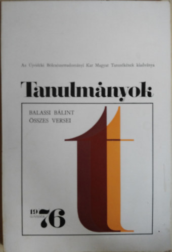 Bori Imre  (szerk.) - Tanulm�nyok 1976 BALASSI B�LINT �SSZES VERSEI