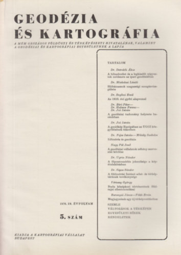 Dr. Jo Istvn  (szerk.) - Geodzia s Kartogrfia 1976/5. szm