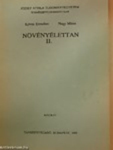 Köves Erzsébet-Nagy Mária - Növényélettan II. /Kézirat/