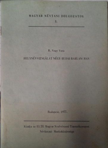 R. Nagy Vera - Helynvvizsglat ngy budai barlangban
