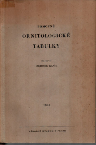 Zdenk Klz - Ornitologick Tabulky. - Cseh llattan.