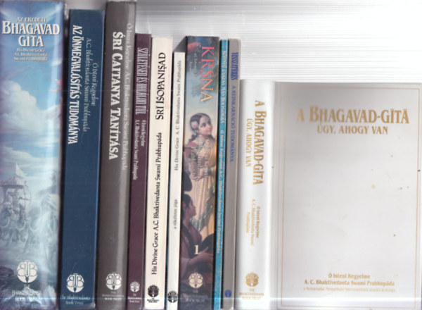 10 db. Krisna kötet (Úgy, ahogy van + Visszatérés + Könnyű utazás más bolygókra + Krsna + A tökéletes jóga + Srí Isopanisad + Születésen és halálon túl + Srí Caitanya tanítása + Az önmegvalósítás tudománya + Az eredeti Bhaga