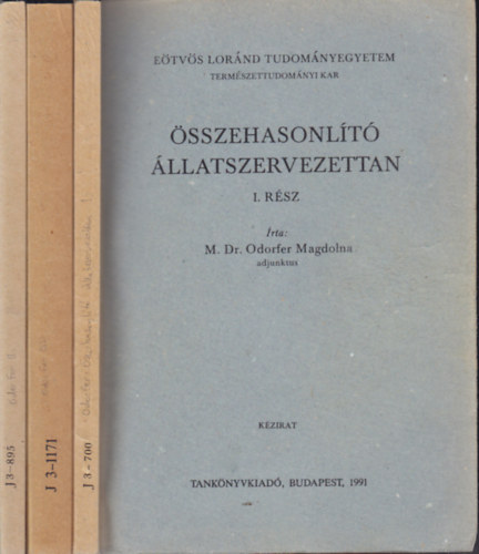 M. Dr. Odorfer Magdolna - sszehasonlt llatszervezettan (I.-III.)