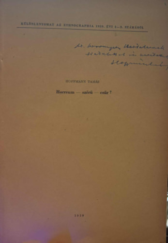 Hoffmann Tamás - Horreum-szérű-csűr? Különlenyomat