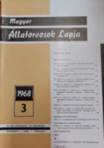 Magyar Állatorvosok Lapja - 1968 3., 23. évfolyam 113-164 oldal