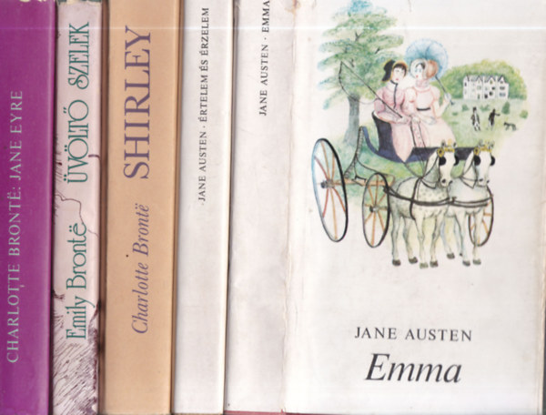Charlotte Bronte, Emily Bronte Jane Austen - 5 db. klasszikus romantikus regny (Emma + rtelem s rzelem + Shirley + vlt szelek + Jane Eyre)