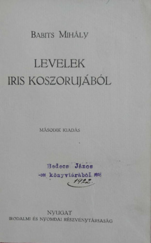 Babits Mihly - Levelek Iris koszorjbl