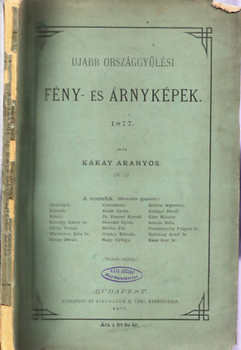 Kkay Aranyos - Ujabb orszggylsi fny- s rnykpek 1877