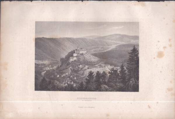Schwarzburg (28�18cm lapm�ret�, eredeti ac�lmetszet) - N�metorsz�g, T�ringia (1860-as �vekb�l)