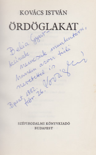 Kov�cs Istv�n - �rd�glakat (Dedik�lt)