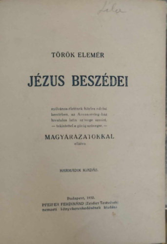 Trk Elemr - Jzus beszdei