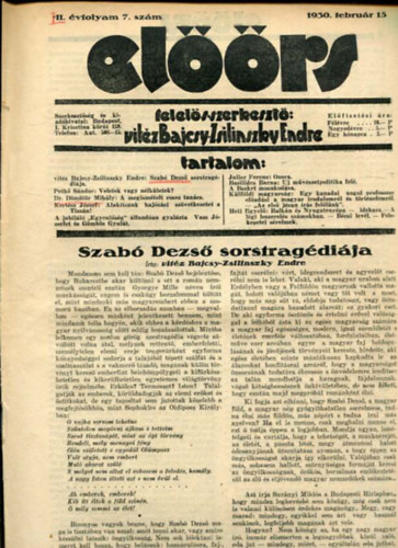 vit�z Bajcsy-Zsilinszky Endre  ( felel�s szerkeszt�) - El��rs foly�irat III. �vf. 7. sz�m. 1930. febru�r 15.