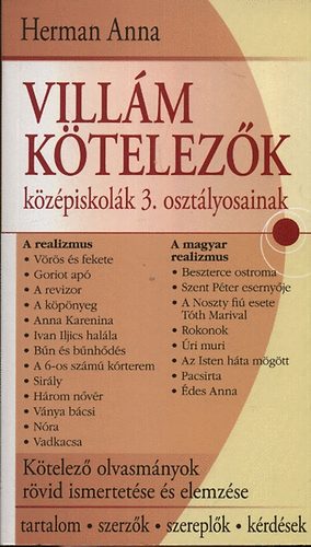 Herman Anna - Villám kötelezők középiskolák 3. osztályosainak