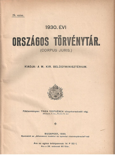 1930. vi orszgos trvnytr (Corpus Juris)